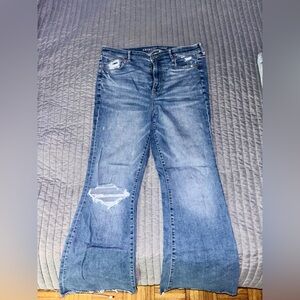 American Eagle, size 14, bootcut jeans with slight distress.
